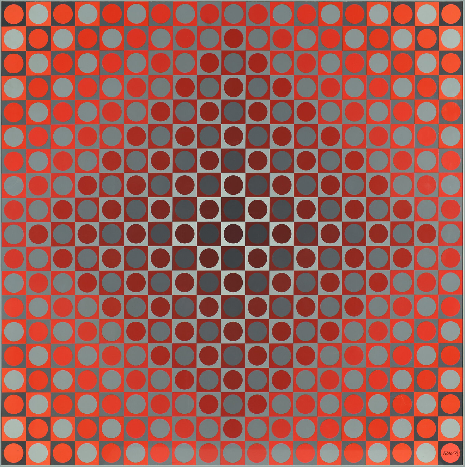Alom Grey / Red Victor Vasarely