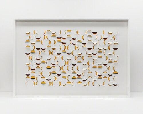Handmade: Double folded semicircles (gold yellow), by Vik Muniz, Photography for Sale on Singulart
