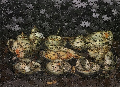 Gordian Puzzles: The Tea Tray, after Jean-Etienne Liotard di Vik Muniz, Fotografia in vendita su Singulart