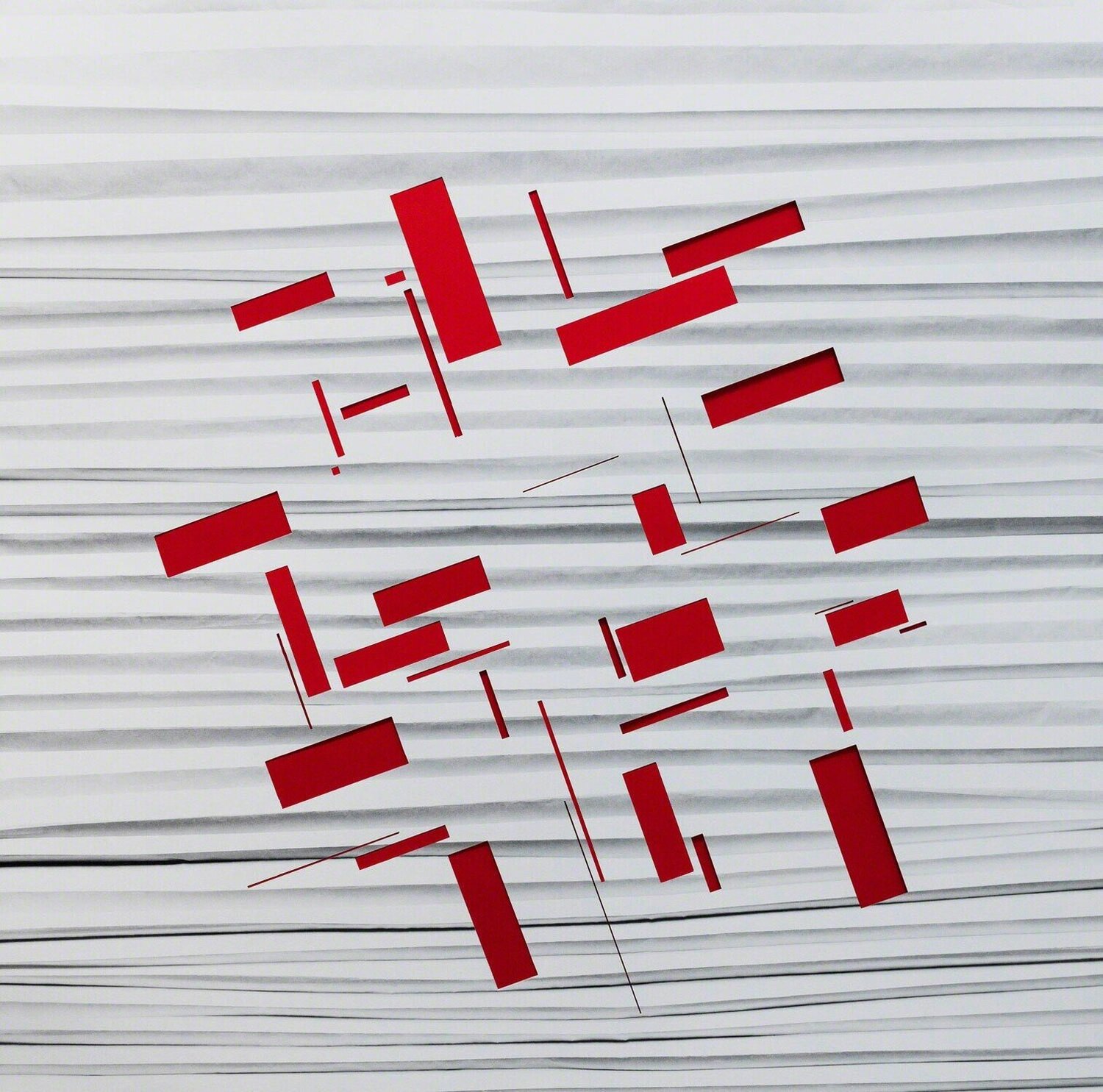 Handmade: Zigzag cut rectangles (Red) Vik Muniz Fotografia in vendita