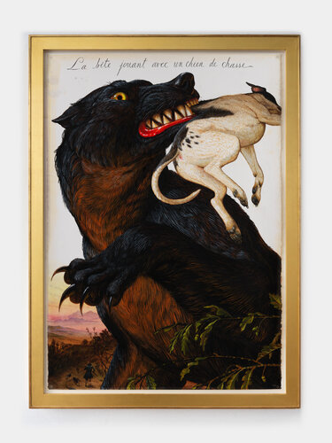 La Bête Jouant avec un Chien de Chasse by Walton Ford, Work on Paper for Sale on Singulart