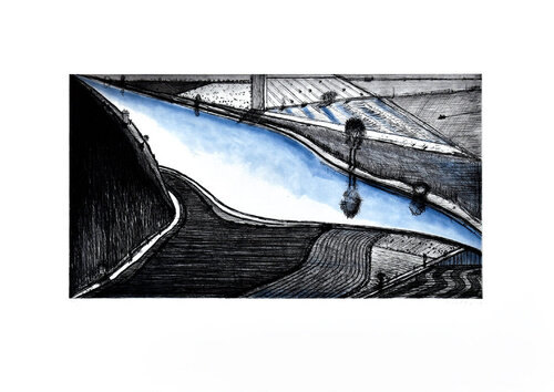 Dark Hill River van Wayne Thiebaud, Afdruk te koop op Singulart