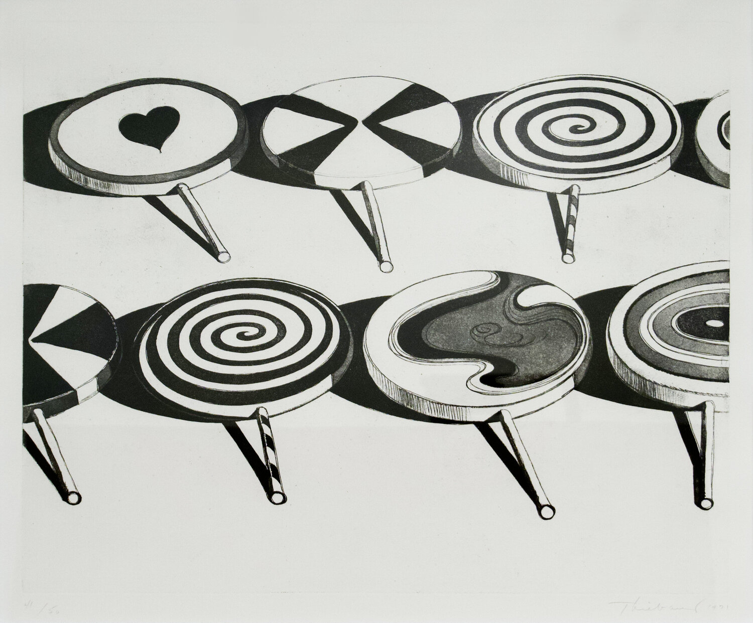 Black Suckers, from Seven Still Lifes and a Silver Landscape Wayne Thiebaud Druck zu verkaufen