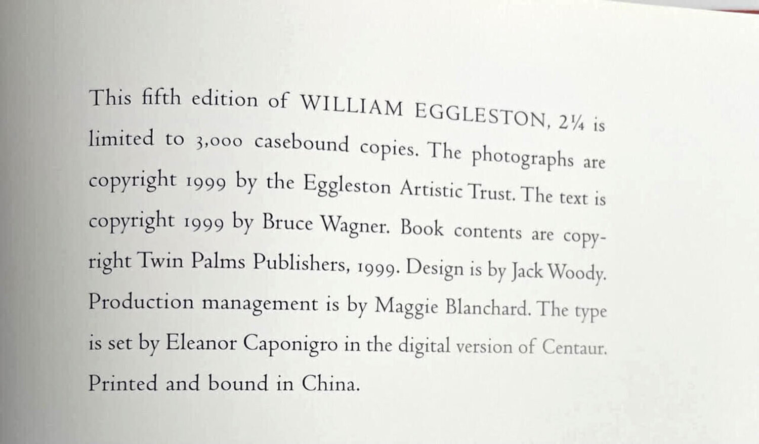 アート・デザイン・音楽 William Eggleston : 2 1/4 2 1/4 Signed First Edition | William EGGLESTON