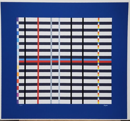 Hommage du Mondrian/Tribute to Mondrian - Dark Blue van Yaacov Agam, Afdruk te koop op Singulart