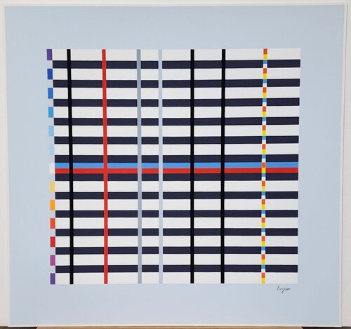 Hommage du Mondrian/Tribute to Mondrian  - Light Blue van Yaacov Agam, Afdruk te koop op Singulart
