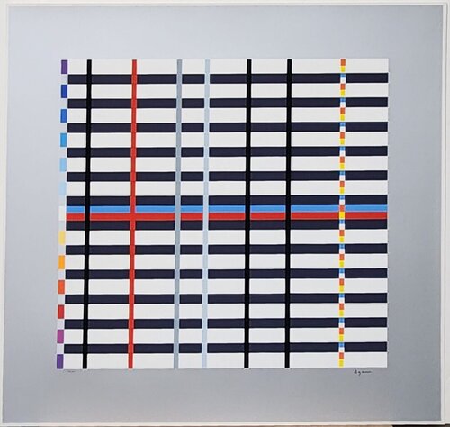 Hommage du Mondrian/Tribute to Mondrian  - Silver van Yaacov Agam, Afdruk te koop op Singulart