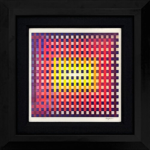 Second Movement (rare framed, signed agamograph - 3D lenticular) von Yaacov Agam, Druck kaufen auf Singulart