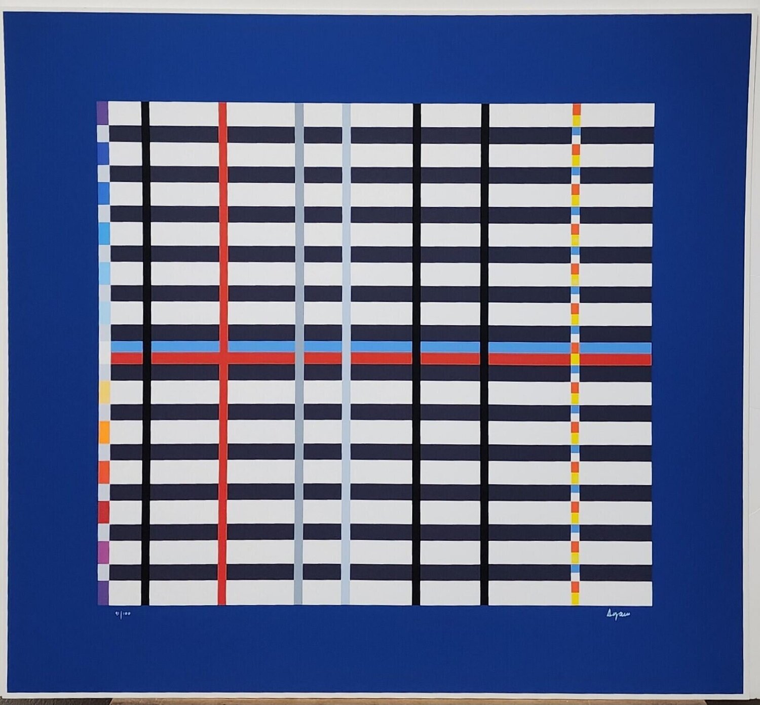 Hommage du Mondrian/Tribute to Mondrian - Dark Blue Yaacov Agam Druck zu verkaufen