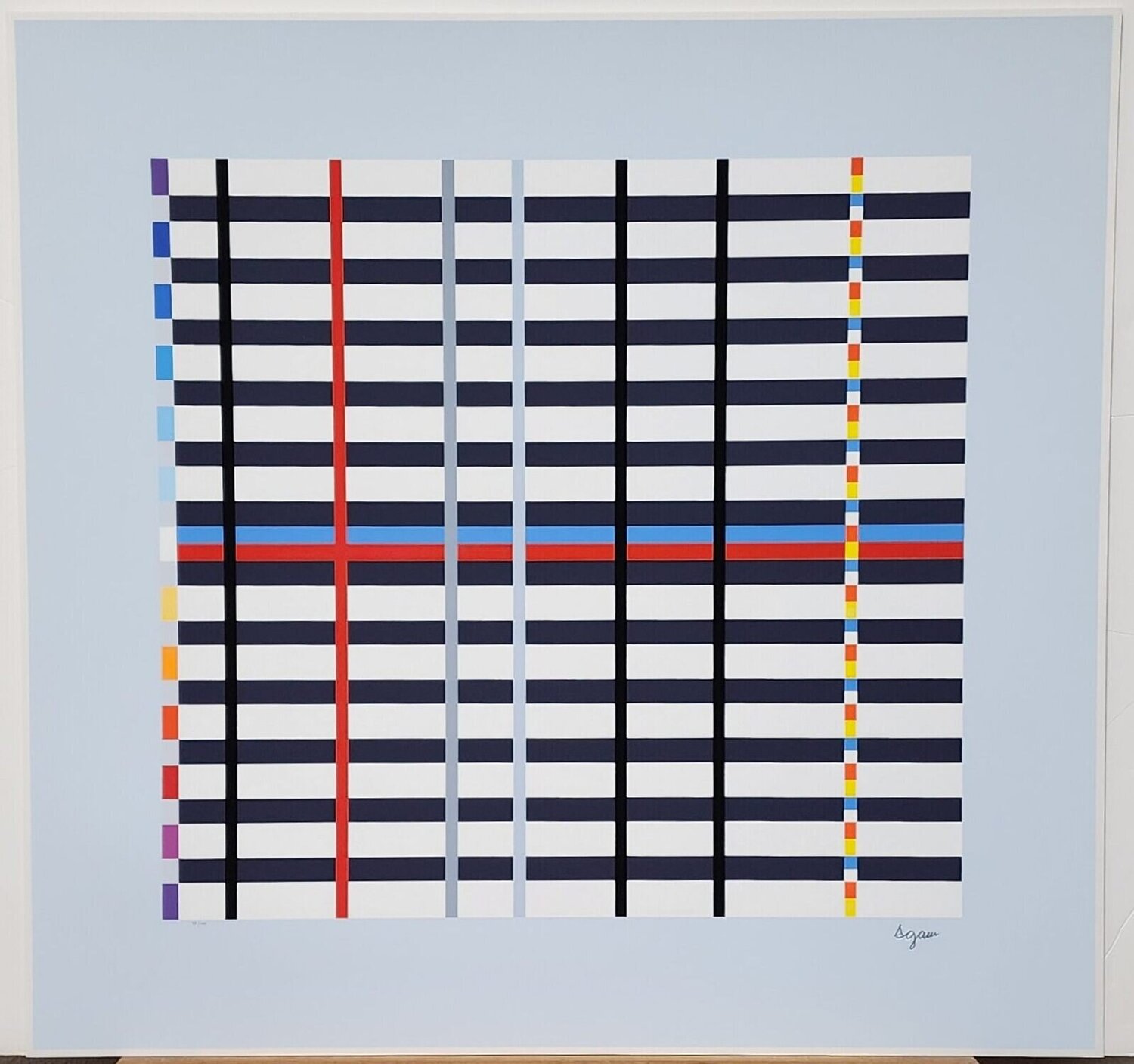 Hommage du Mondrian/Tribute to Mondrian  - Light Blue Yaacov Agam Druck zu verkaufen
