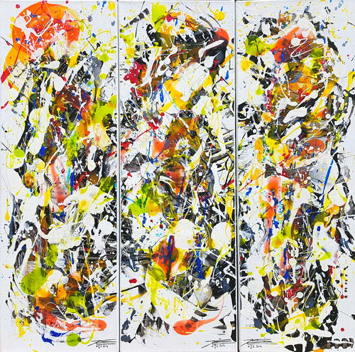 Triptyque Carnaval by Karine Langevin Kjl, Painting for Sale on Singulart