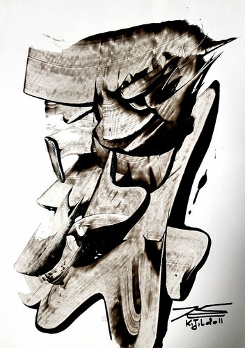 Dessin 328 B Le Samouraï 2 von Karine Langevin Kjl, Werk auf Papier kaufen auf Singulart
