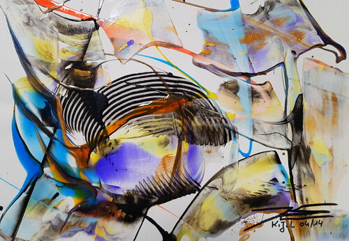 14713 Vagues colorées von Karine Langevin Kjl, Werk auf Papier kaufen auf Singulart