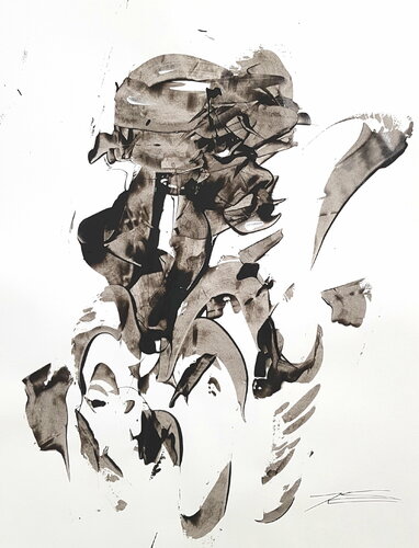 Dessin 201002 Le Gardien - résine sur papier von Karine Langevin Kjl, Zeichnungen kaufen auf Singulart