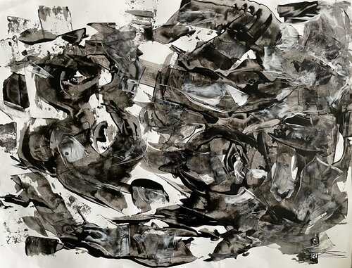 Dessin 210429  Expression - résine sur papier von Karine Langevin Kjl, Zeichnungen kaufen auf Singulart