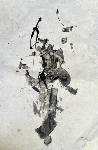 Le Jongleur - résine sur papier par Karine Langevin Kjl, Œuvre sur papier en vente sur Singulart