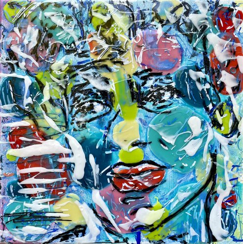 L’Homme Bleu (Belmondo) von Karine Langevin Kjl, Malerei kaufen auf Singulart