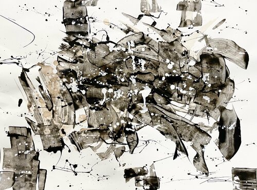 Dessin 112101 Snow - résine sur papier von Karine Langevin Kjl, Werk auf Papier kaufen auf Singulart