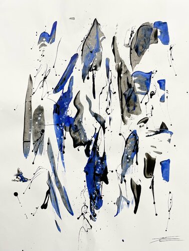 Dessin 112104 « Blue » Eagle - résine sur papier von Karine Langevin Kjl, Werk auf Papier kaufen auf Singulart