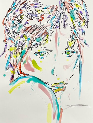 Dessin 050122 "Dans mes pensées" von Karine Langevin Kjl, Werk auf Papier kaufen auf Singulart