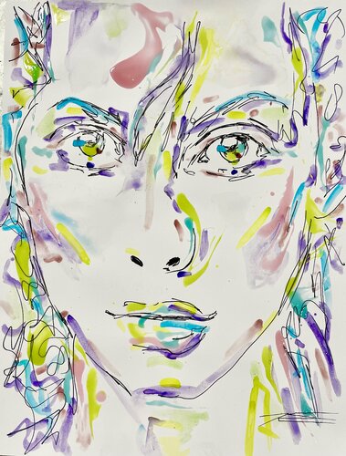 Dessin 080122 « Regarde » von Karine Langevin Kjl, Werk auf Papier kaufen auf Singulart