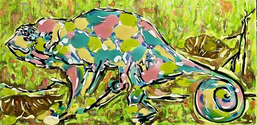 Big Caméléon von Karine Langevin Kjl, Malerei kaufen auf Singulart