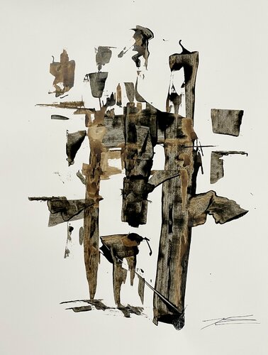 La Citadelle 25 02 2022 - résine sur papier di Karine Langevin Kjl, Opera su carta in vendita su Singulart