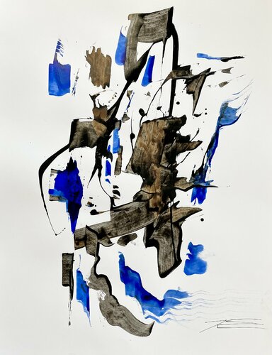 Résine sur papier « En Vogue. » 03022022 von Karine Langevin Kjl, Werk auf Papier kaufen auf Singulart