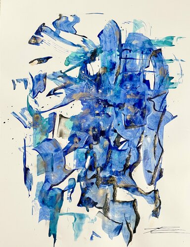 « Blue Life » 220415 par Karine Langevin Kjl, Œuvre sur papier en vente sur Singulart