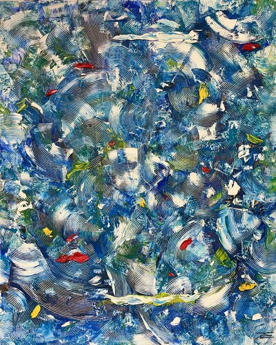 Les Maldives et petits poissons (2012) von Karine Langevin Kjl, Malerei kaufen auf Singulart