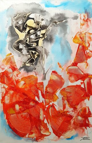 Combativité invisible dans le temps van Karine Langevin Kjl, Schilderij te koop op Singulart