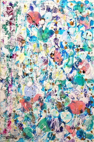 Fleurs d'Eau di Karine Langevin Kjl, Pittura in vendita su Singulart