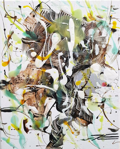 Abstraction "Le Feuillage de la Forêt Son Appel" 2017 van Karine Langevin Kjl, Schilderij te koop op Singulart