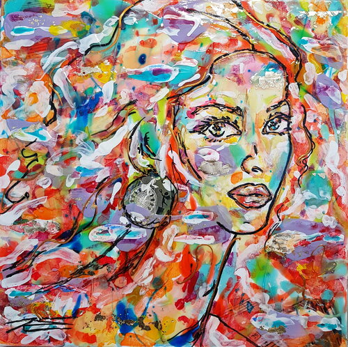 Portrait 2020 "Coup d'Oeil" von Karine Langevin Kjl, Malerei kaufen auf Singulart