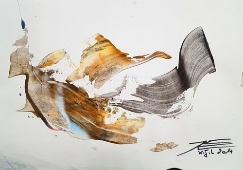 Dessin 14731 Vague dorée par Karine Langevin Kjl, Œuvre sur papier en vente sur Singulart