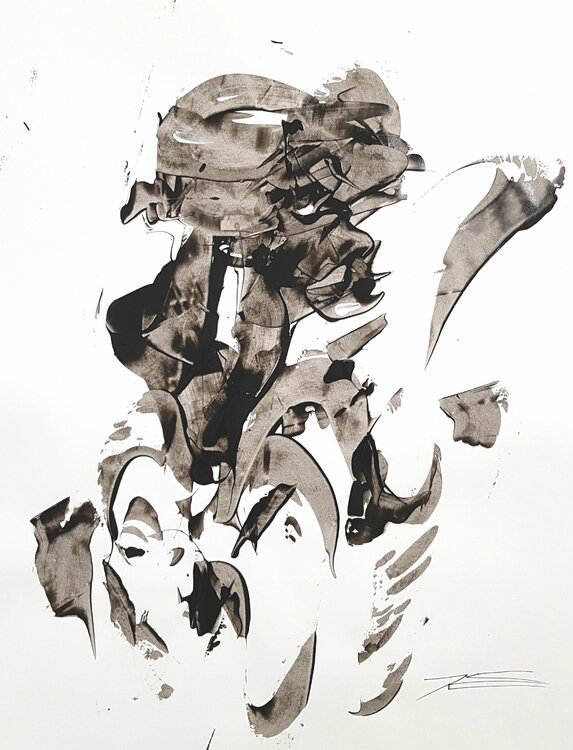 Dessin 201002 Le Gardien - résine sur papier Karine Langevin Kjl