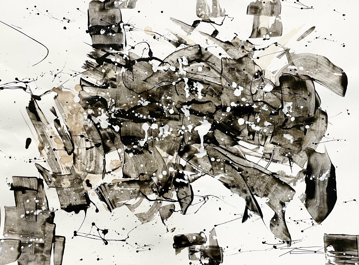 Dessin 112101 Snow - résine sur papier Karine Langevin Kjl Œuvre sur papier à vendre