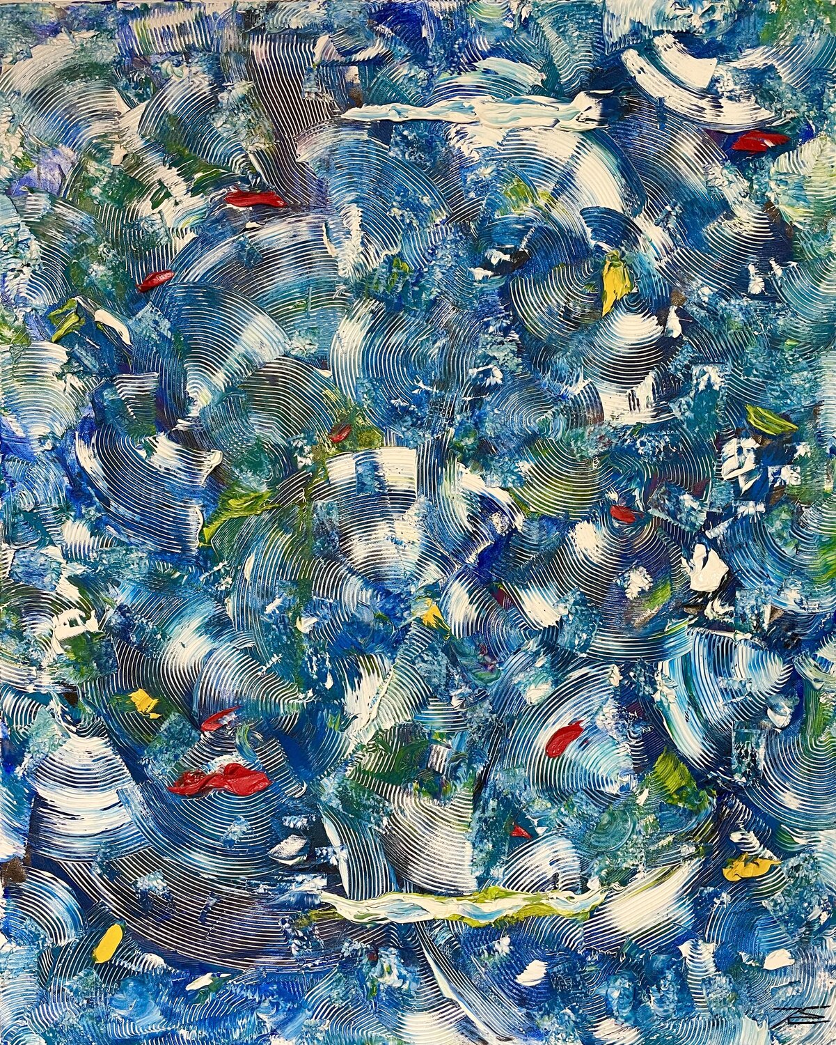 Les Maldives et petits poissons (2012) Karine Langevin Kjl Originalgemälde zu verkaufen