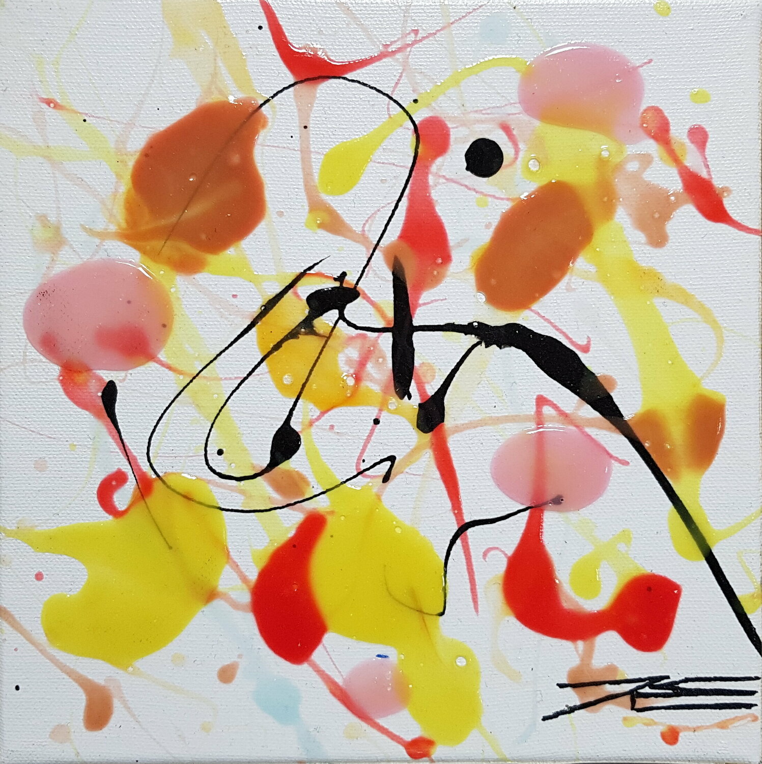 Abstraction colorée "Mirolista" Karine Langevin Kjl Originalgemälde zu verkaufen