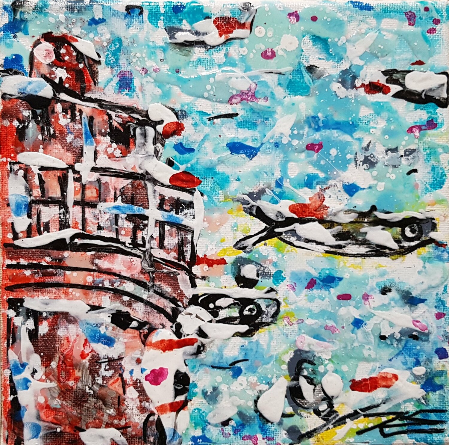 Vol de Poissons au Phare Karine Langevin Kjl Originalgemälde zu verkaufen