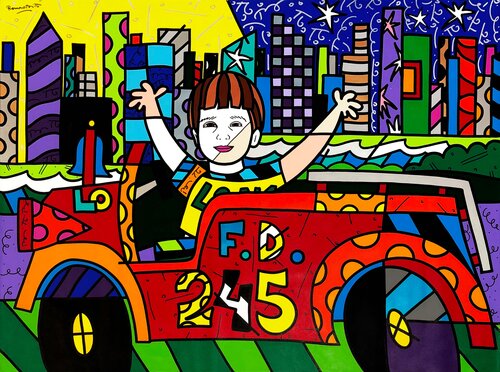 LOGAN (HUGE PAINTING) van Romero Britto, Schilderij te koop op Singulart