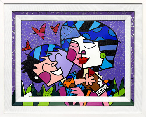 Mother (custom framed hand signed screen print on gesso board) by Romero Britto, 인쇄 for Sale on Singulart