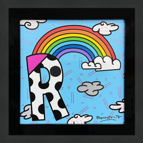 The Letter "R" by Romero Britto, Hand Signed, Pop Art, Framed di Romero Britto, Stampa in vendita su Singulart