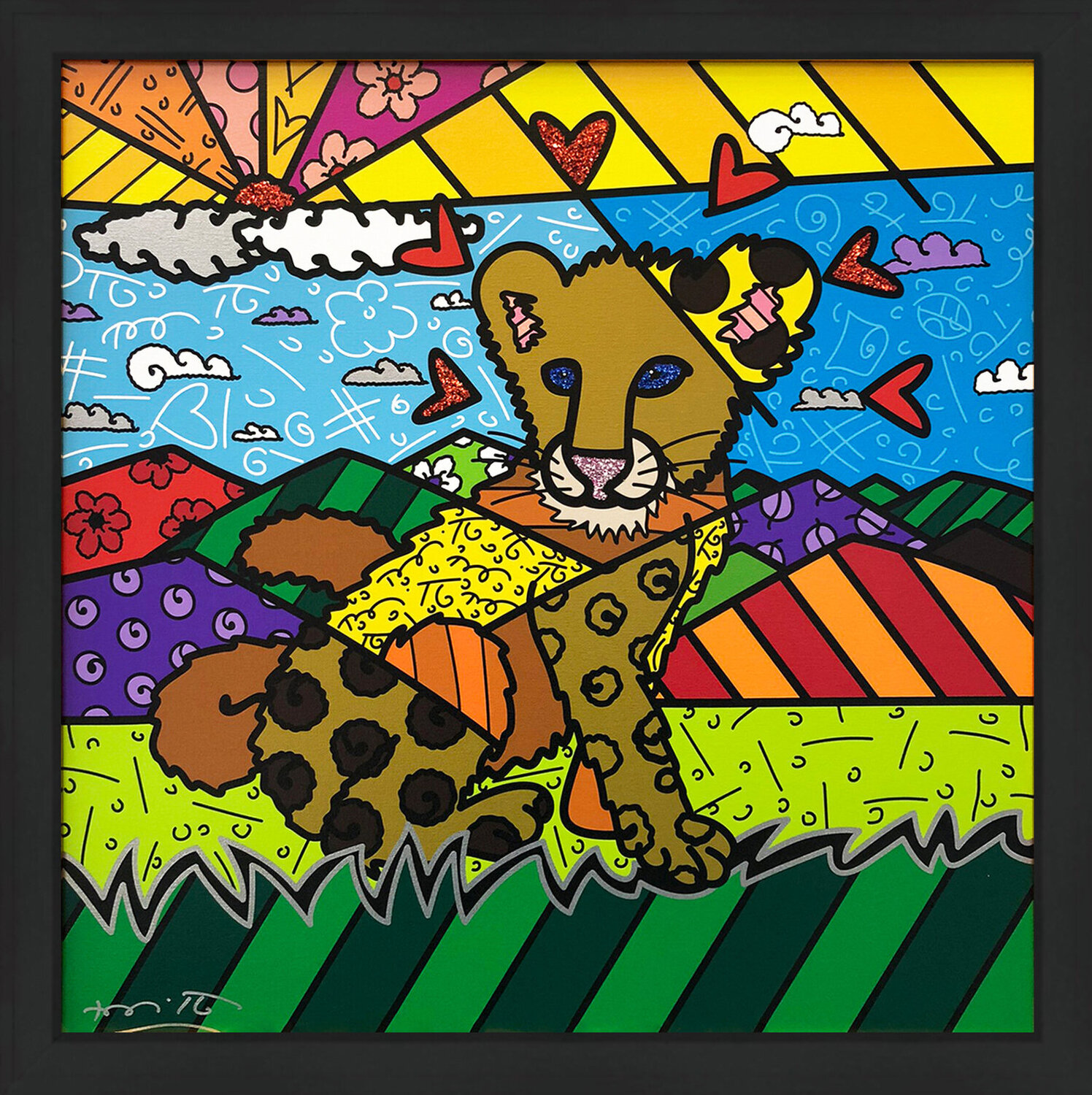 KARMA (EMBELLISHED CANVAS) Romero Britto Afdruk te koop
