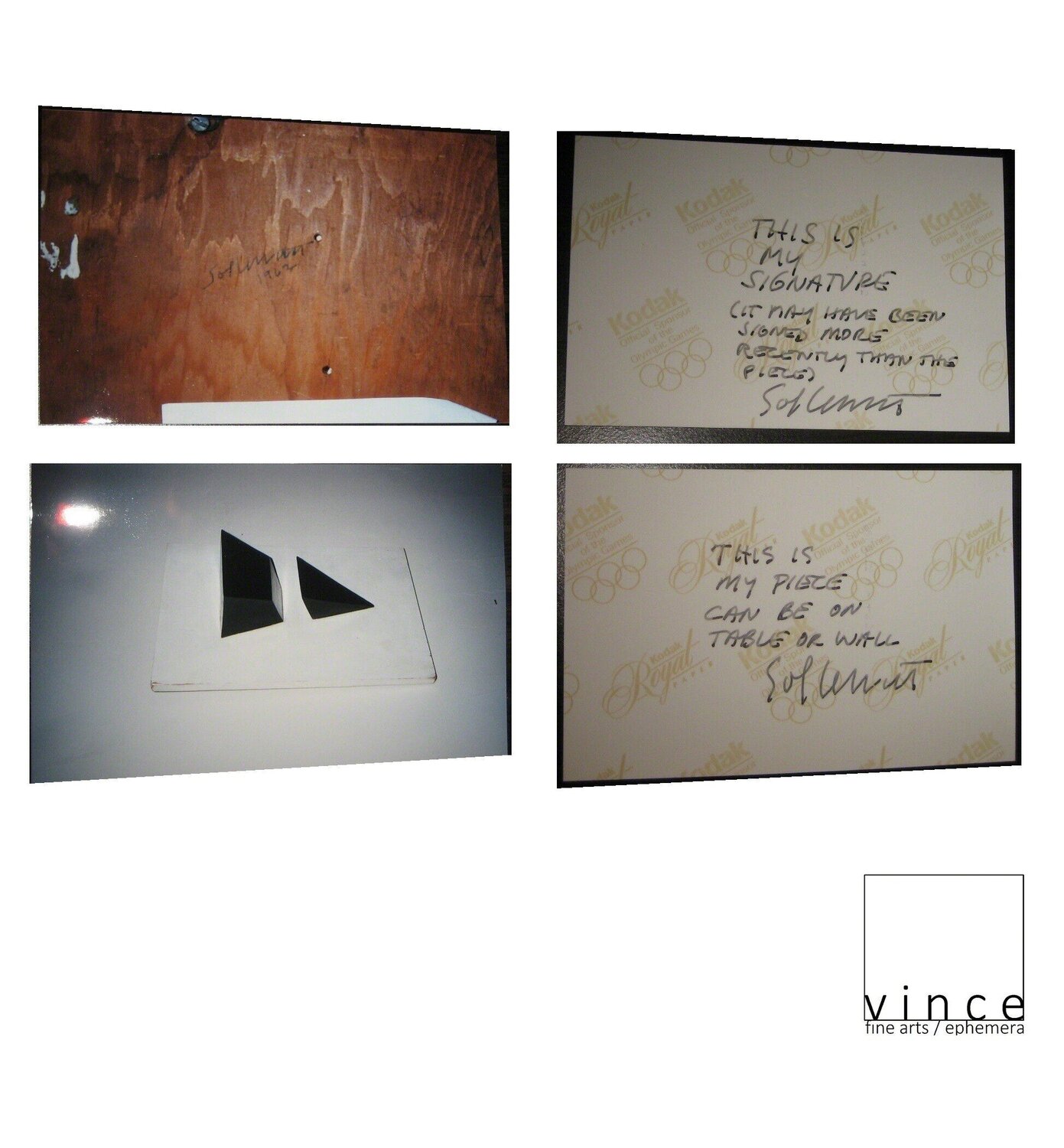 Structures, 1962/1997, Two “Photo-Provenance” Pieces, Annotated & SIGNED Attesting Authenticity by Mr. Lewitt. Sol LeWitt