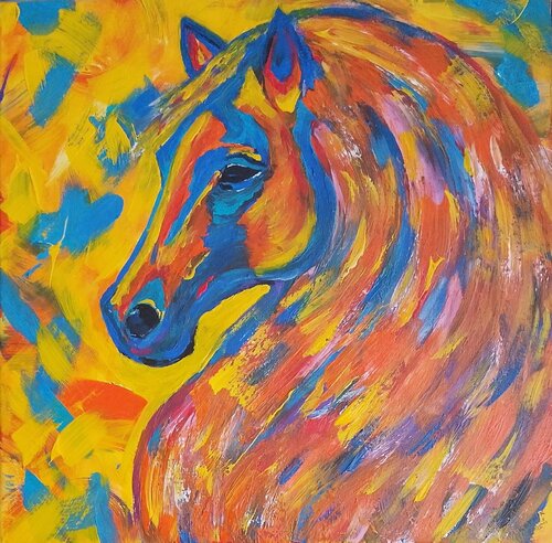 Mane of Wild Fire-Abstract Horse Painting van Igor Kotnik, Schilderij te koop op Singulart
