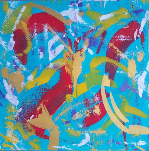 Turquoise Pulse van Igor Kotnik, Schilderij te koop op Singulart