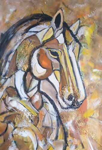 Spirit of the Plains-Abstract Horse Painting van Igor Kotnik, Schilderij te koop op Singulart