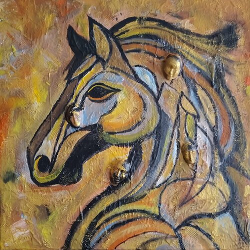 Spiritual Guardians-Abstract Horse Painting van Igor Kotnik, Schilderij te koop op Singulart
