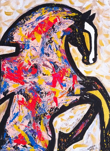 Spectrum Stallion-Abstract Horse Painting van Igor Kotnik, Schilderij te koop op Singulart
